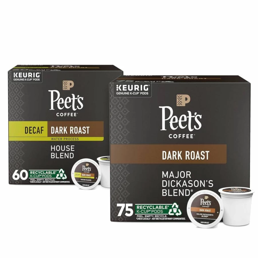 Peet's Coffee Major Dickason's Blend Dark Roast K-Cup Pods - 75 Count Box for Keurig Brewers