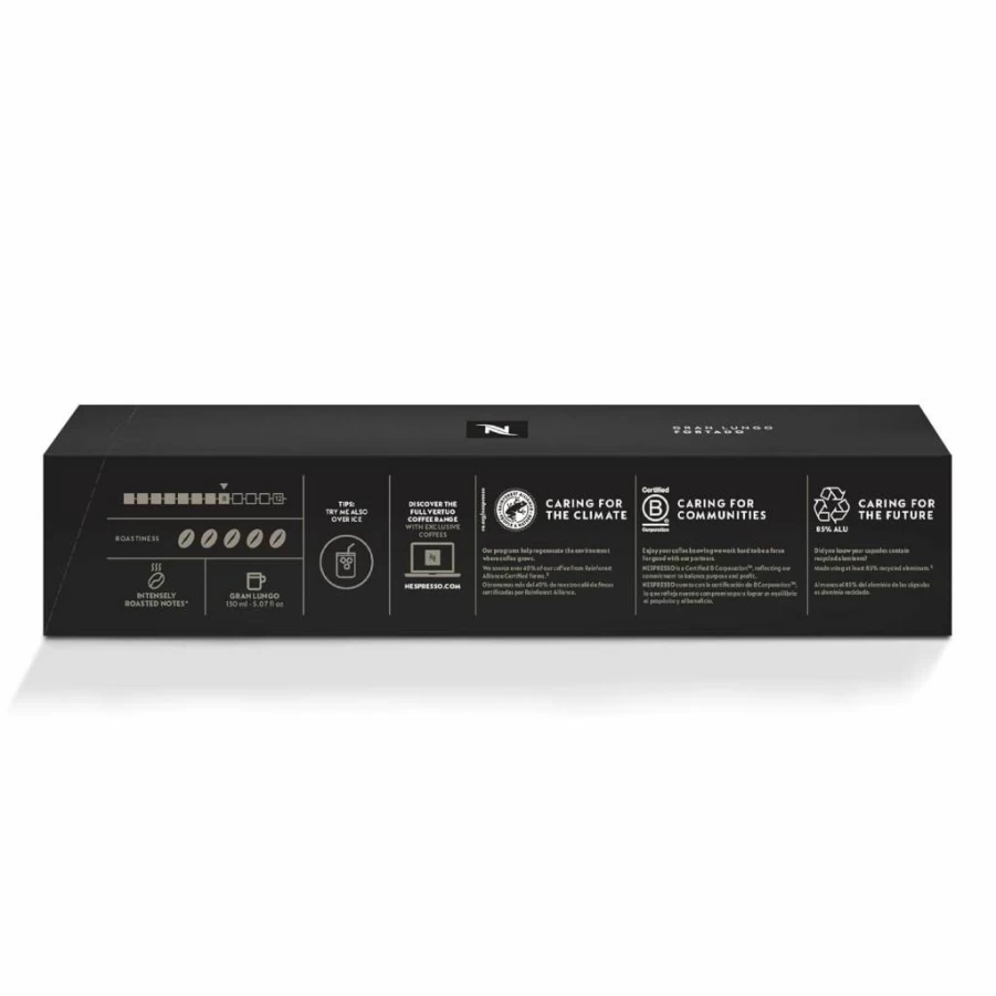 Nespresso Vertuo Fortado Gran Lungo Coffee Pods, Dark Roast Espresso, 30 Count Capsules, 5.0Oz Brew, Americano Style