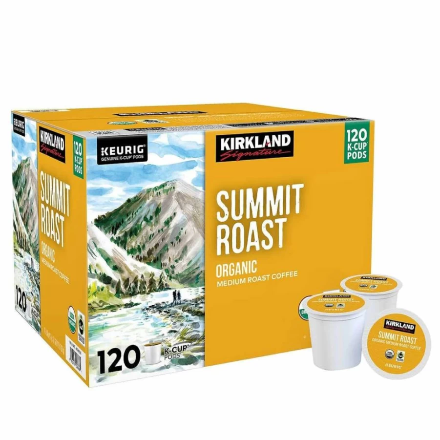 KIRKLAND Organic Medium Roast Coffee Pods, Recyclable K-Cups, 3 Pound (120 Count) - Kirkland Signature