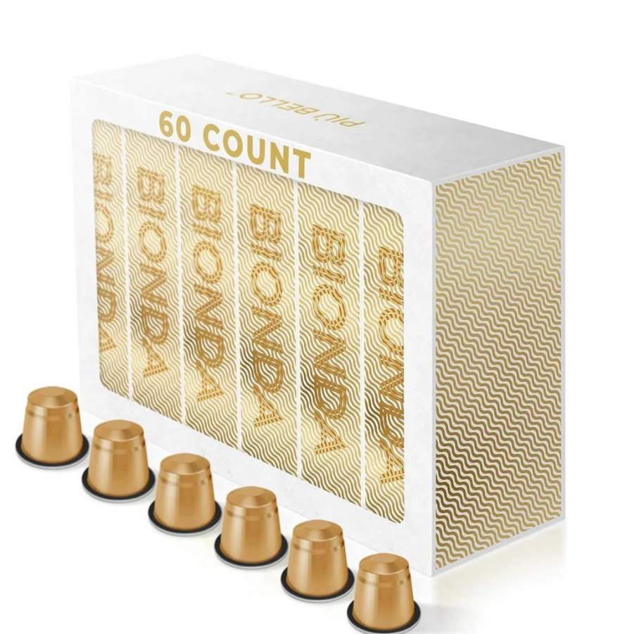 PIU BELLO Nespresso Original Compatible Coffee Pods Variety Pack - 60 Capsules, 6 Flavors (Light Roast, Dark Roast, Chocolate, Nuts, Caramel), Rich & Balanced, Kosher Certified