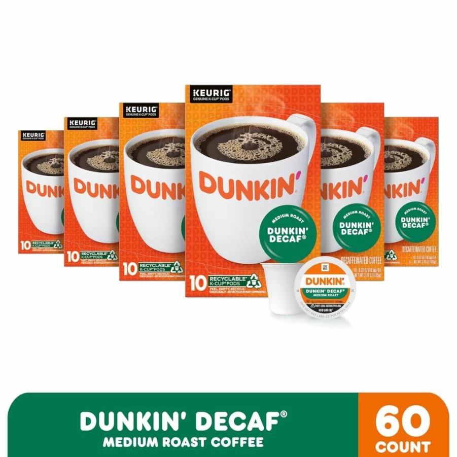 Dunkin' Decaf Medium Roast Coffee Pods - 88 Keurig K-Cups for Brewing, Smooth & Flavorful Decaffeinated Blend