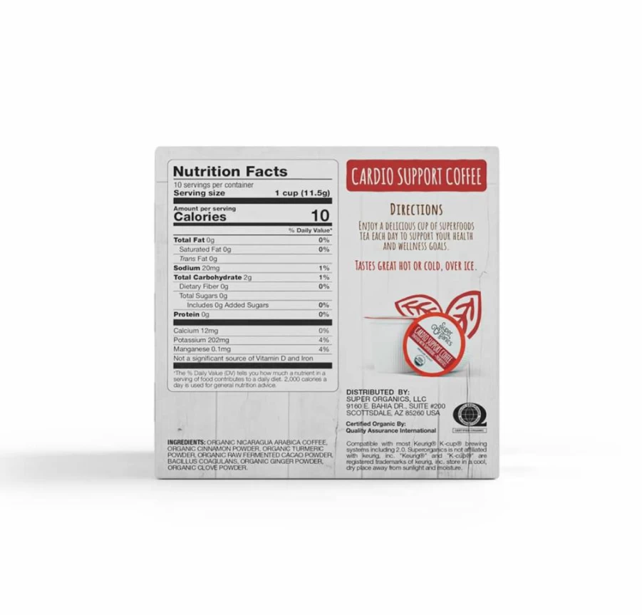 Super Organics Energy Boost Coffee K-Cups - Medium Roast with Superfoods & Probiotics, Keurig Compatible, USDA Organic, Vegan, Non-GMO, 10 Count