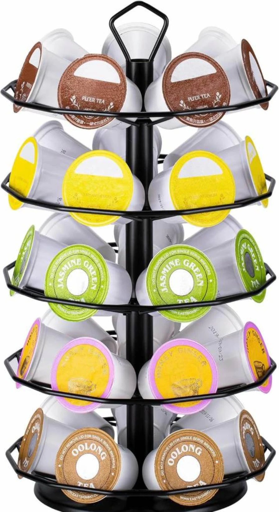 Flagship 3-Tier Metal K-Cup Carousel Holder for Keurig – DIY Install Compact K-Pod Storage Stand Holds 21 Cups