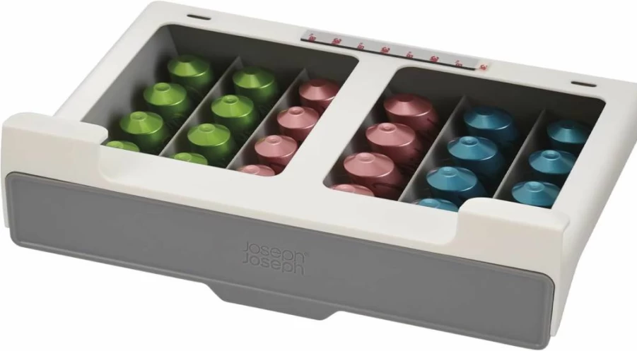 Joseph Joseph Under-Shelf Coffee Pod Organizer - Space-Saving Drawer Holds 30 Nespresso Original Capsules