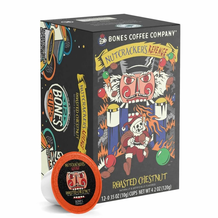 Bones Coffee Company Jamaican Me Crazy Flavored Coffee Pods - 12 Count, Single-Serve K-Cups Compatible with Keurig 1.0 & 2.0 Brewers