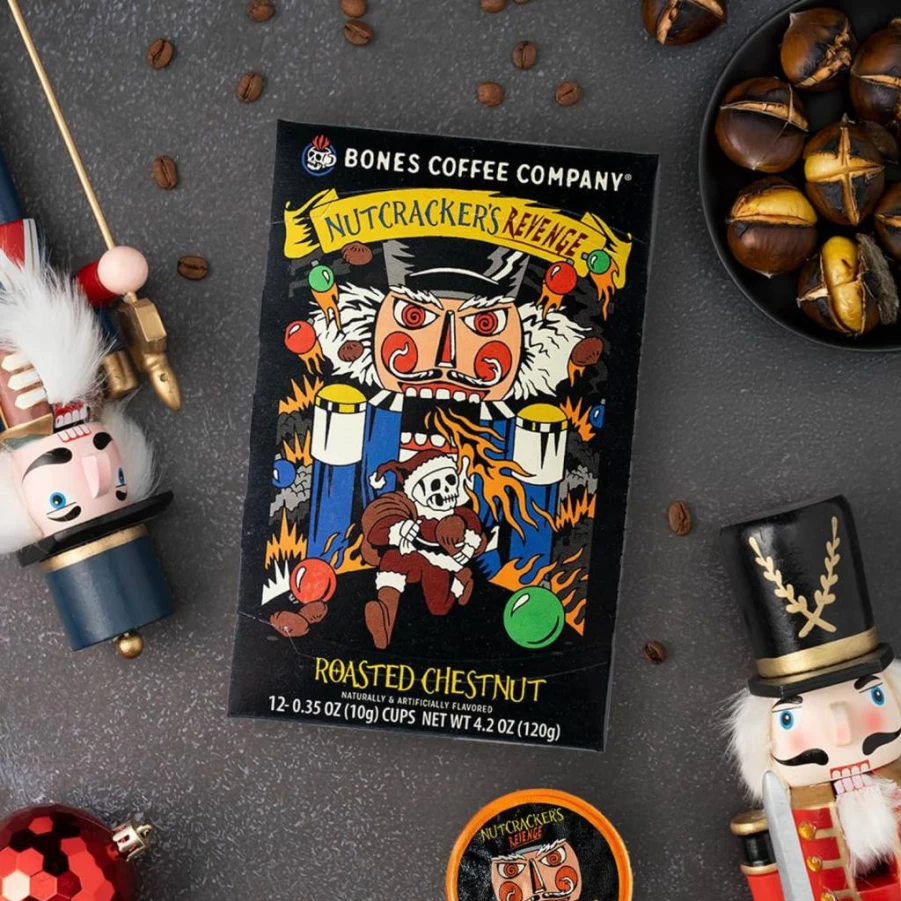Bones Coffee Company Jamaican Me Crazy Flavored Coffee Pods - 12 Count, Single-Serve K-Cups Compatible with Keurig 1.0 & 2.0 Brewers