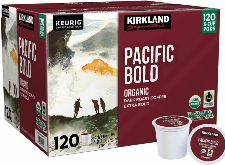KIRKLAND Signature Dark Roast Coffee Pods - 120 K-Cup Pods, Bold Pacific Blend, Single Pack