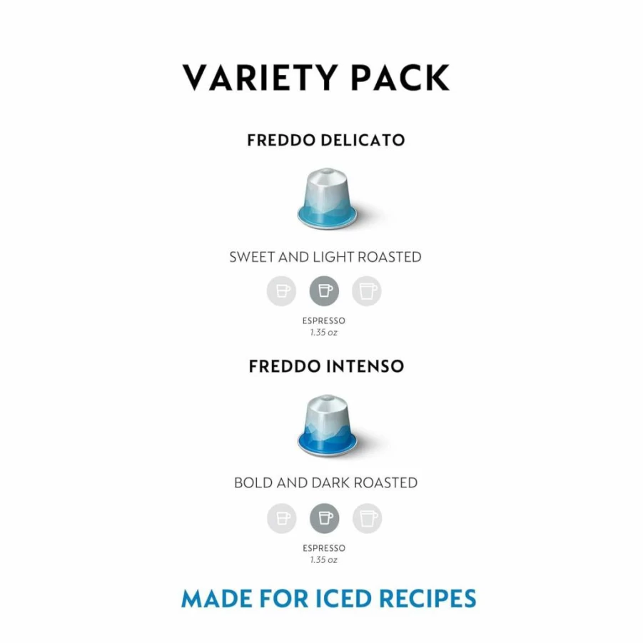 Nespresso OriginalLine Iced Coffee Pods Variety Pack - 40-Count Espresso Capsules for Brewing at Home