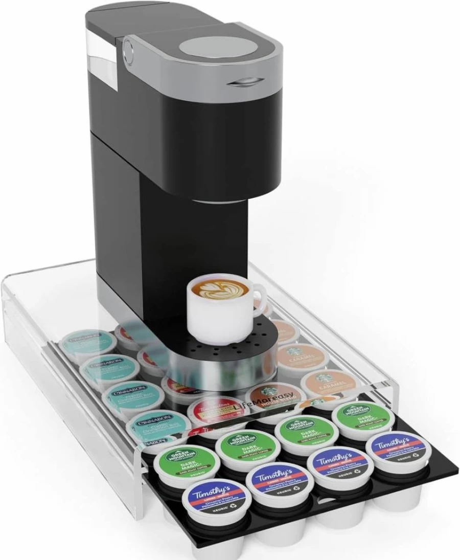 LifeMoreasy 24-Pod K-Cup Coffee Holder - Organizer Drawer for Keurig Pods, Compact Storage & Display Rack for Coffee Capsules