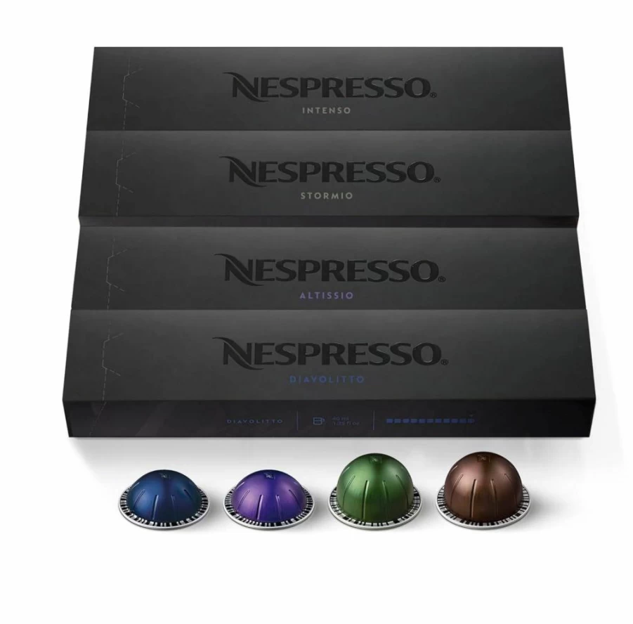 Nespresso VertuoLine Dark Roast Coffee Pods Variety Pack, 40-Count Espresso & Coffee Capsules (7.8oz & 1.35oz) for Vertuo Machines
