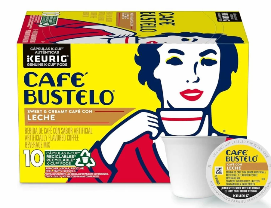 Cafe Bustelo Cafe Con Leche Flavored Espresso K-Cup Pods for Keurig - 60 Count