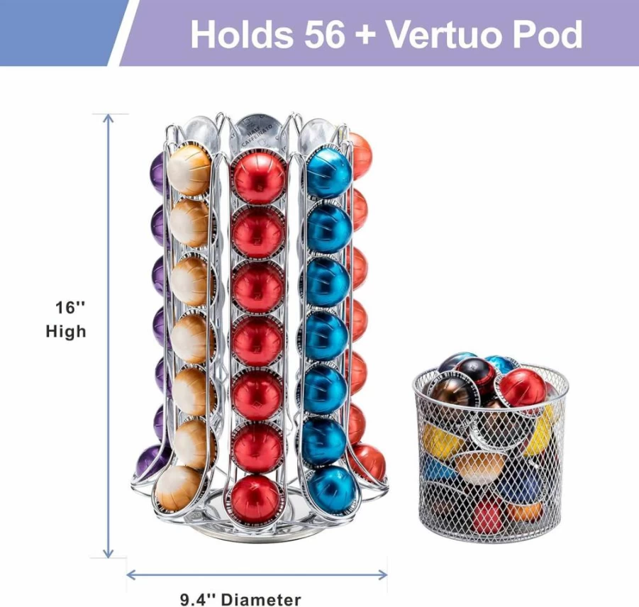 ZCDCP 360-Degree Rotating Nespresso Vertuo Pod Holder Organizer – Black Coffee Capsule Storage Carousel Stand Holds 80 Pods