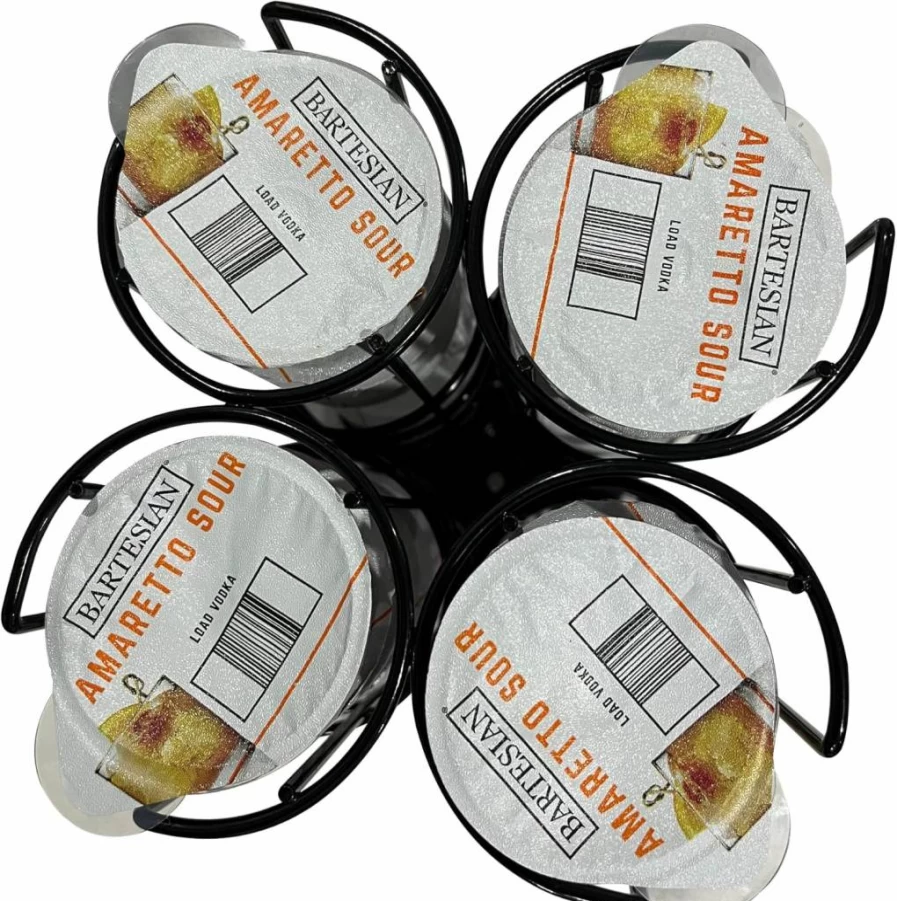 Storcfe 360-Degree Rotating Metal Cocktail Pod Holder for Bartesian – Holds 40 Capsules, Black Storage Carousel for Coffee & Drink Pods