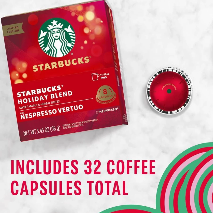 Starbucks Pike Place Medium Roast Vertuo Coffee Pods 32-Count for Nespresso (7.8 Oz)