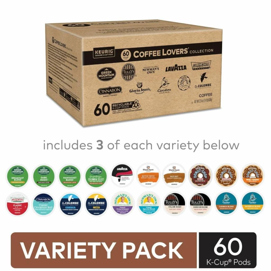 Keurig Single Serve K-Cup Pods Variety Pack, 60 Count - Coffee Lover's Assorted Flavors for Keurig Brewers
