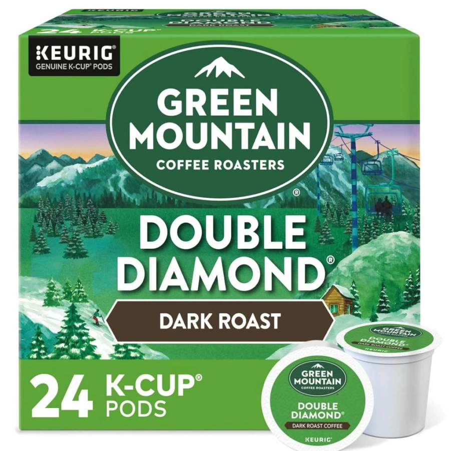 Green Mountain Coffee Roasters Double Diamond Dark Roast K-Cup Pods, 24 Count, Single-Serve for Keurig Brewers