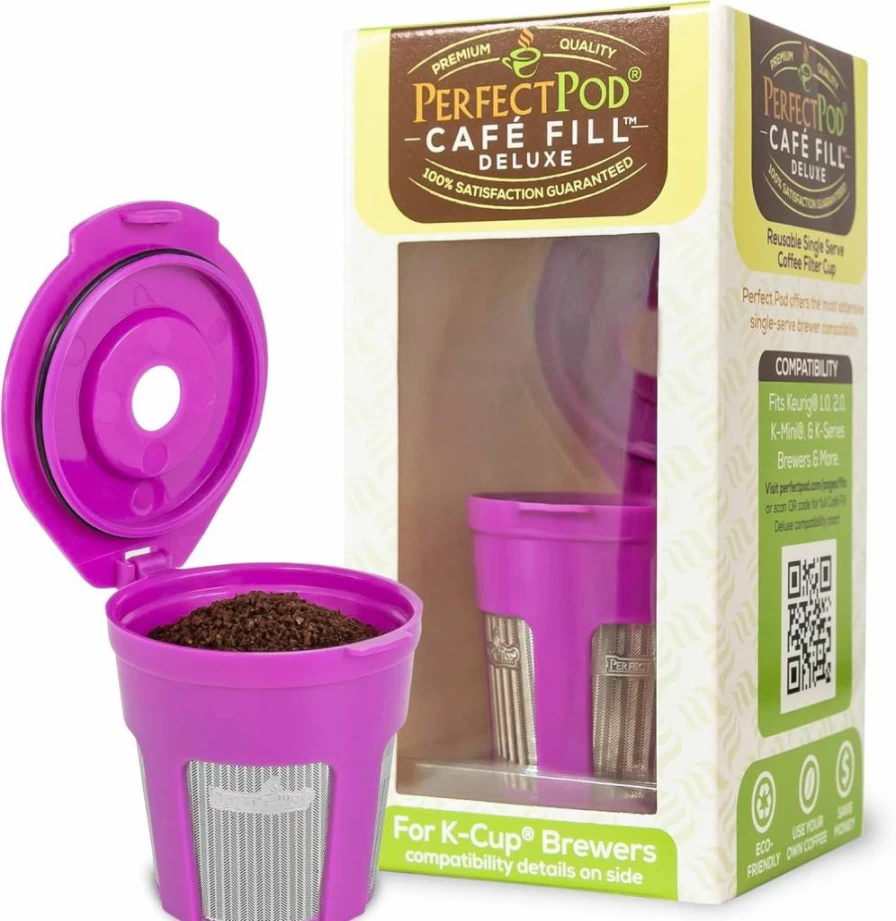 PERFECT POD Reusable K Cup for Keurig - Cafe Fill Deluxe 1-Stream Coffee Filter Compatible with Keurig 1.0, 2.0, K-Duo, K-Mini, K-Select & More