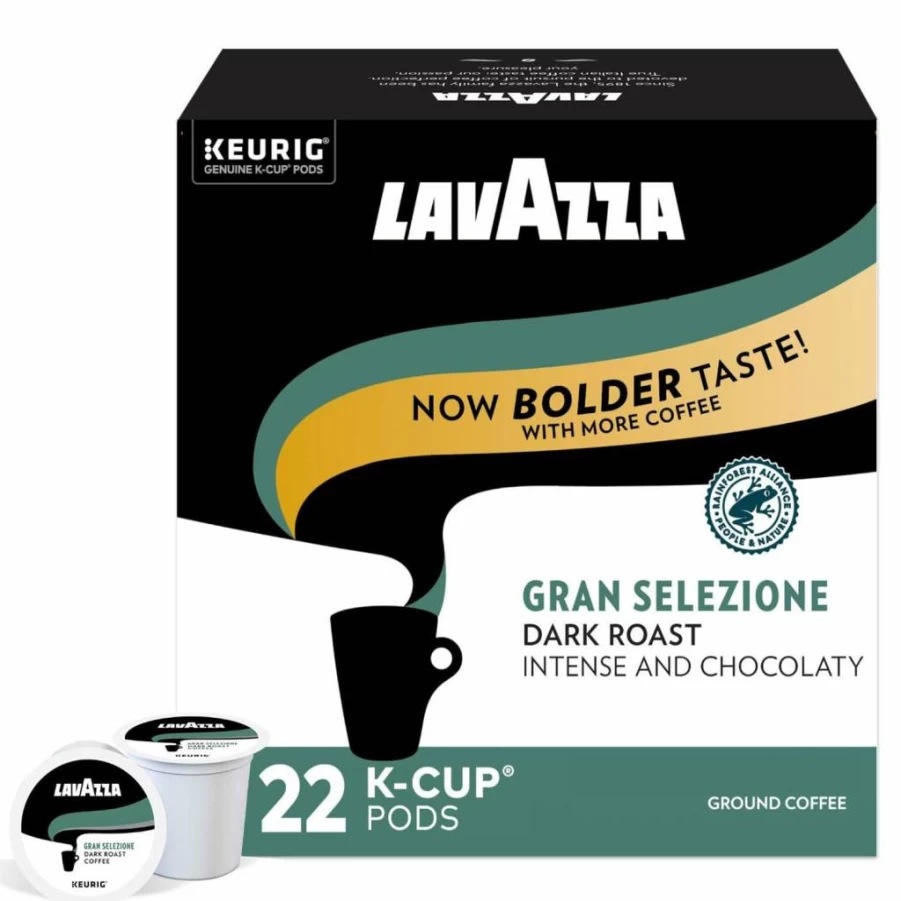 Lavazza Gran Selezione 100% Arabica Coffee Pods for Keurig - Rainforest Alliance Certified, 22 Count Value Pack, Single-Serve K-Cups