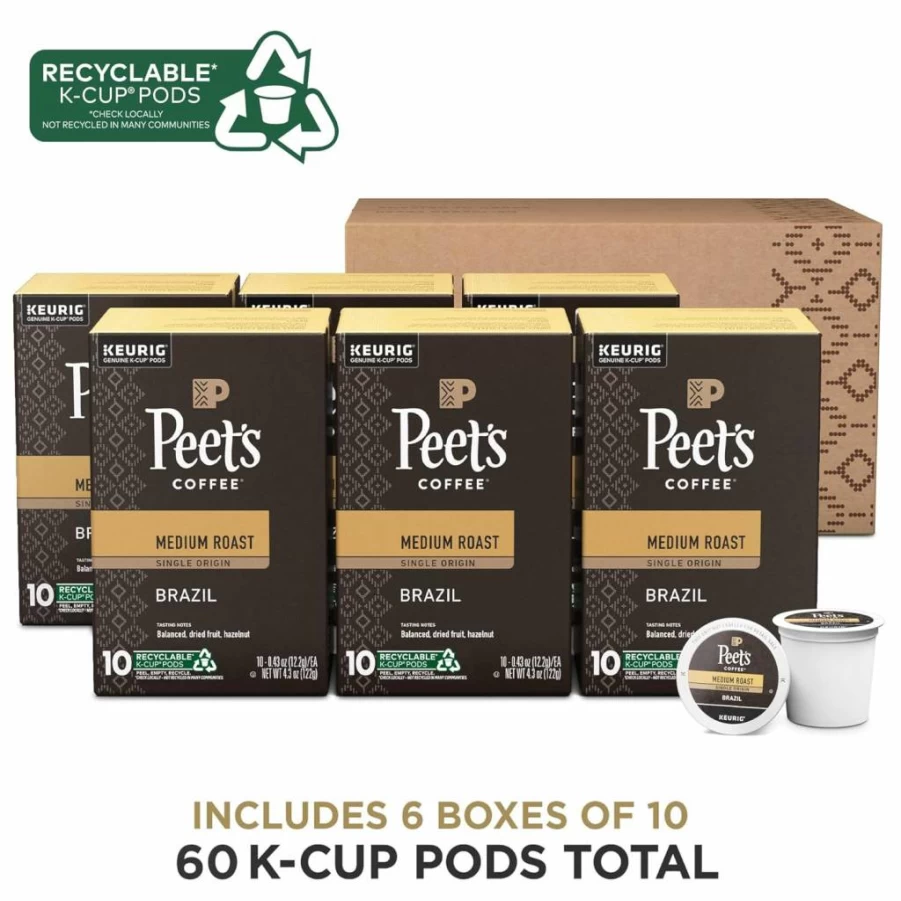 Peet's Coffee Big Bang Medium Roast K-Cup Pods - 48 Count Box, Compatible with Keurig Brewers