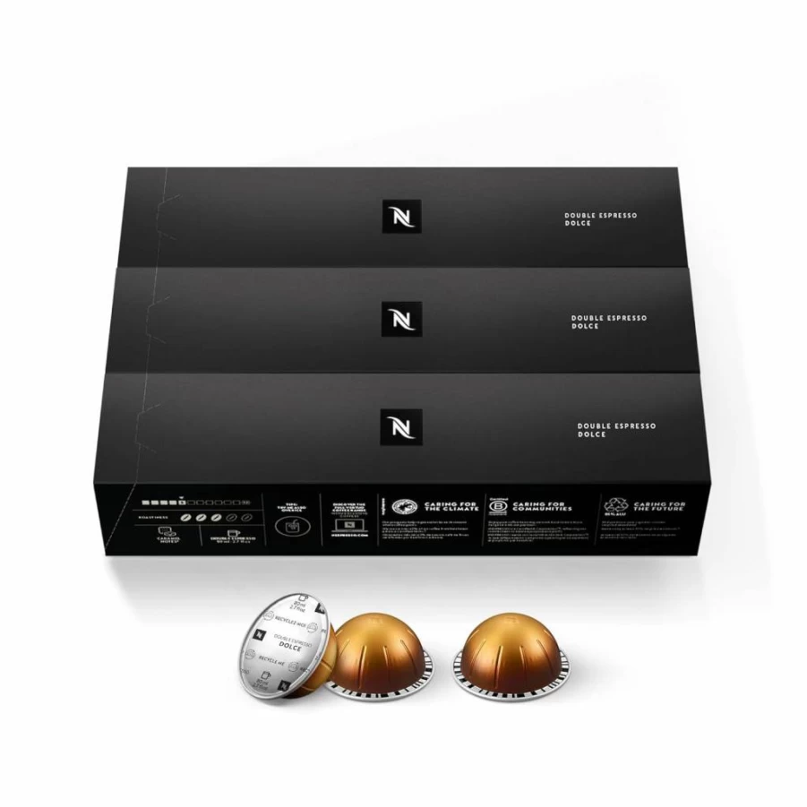 Nespresso Vertuo Double Espresso Chiaro Medium Roast Coffee Pods - 30-Count Capsules (2.7oz Brew) for Espresso & Coffee Makers