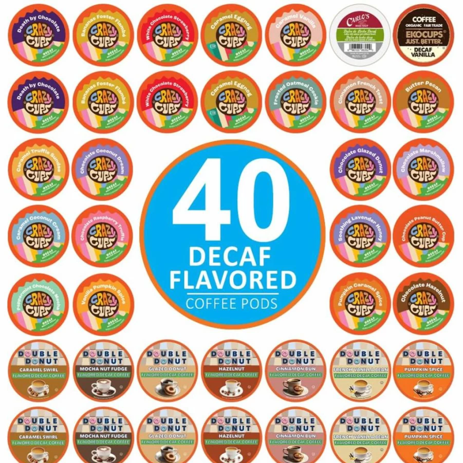 Crazy Cups Flavored Coffee Pods Variety Pack for Keurig – 40 Count Assorted K-Cup Sampler with Gourmet Blends