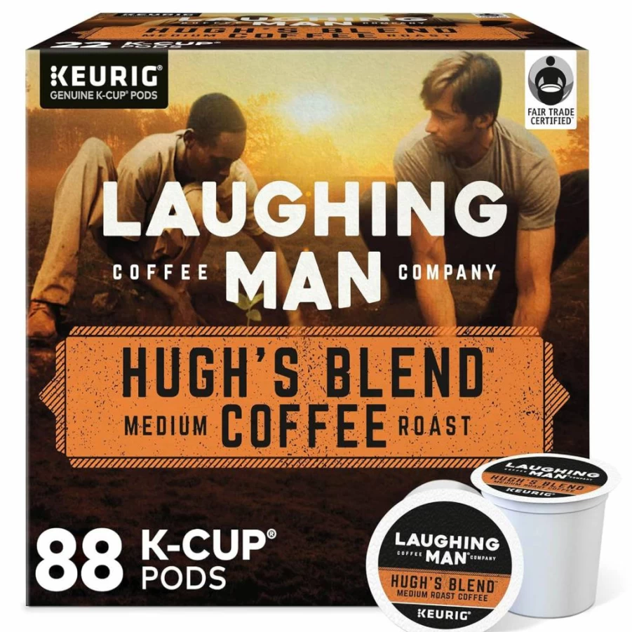 Laughing Man Hugh's Blend Medium Roast Coffee K-Cup Pods for Keurig, 60 Count (6 x 10 Pack) - Single-Serve LAUGHING MAN Brand