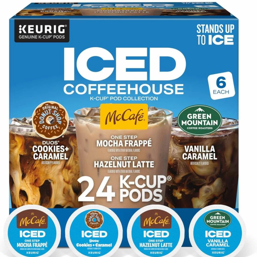 The Original Donut Shop Medium Roast K-Cup Pods - Cookies & Caramel Iced Coffee Duo (24 Count) - Keurig Brewer Compatible