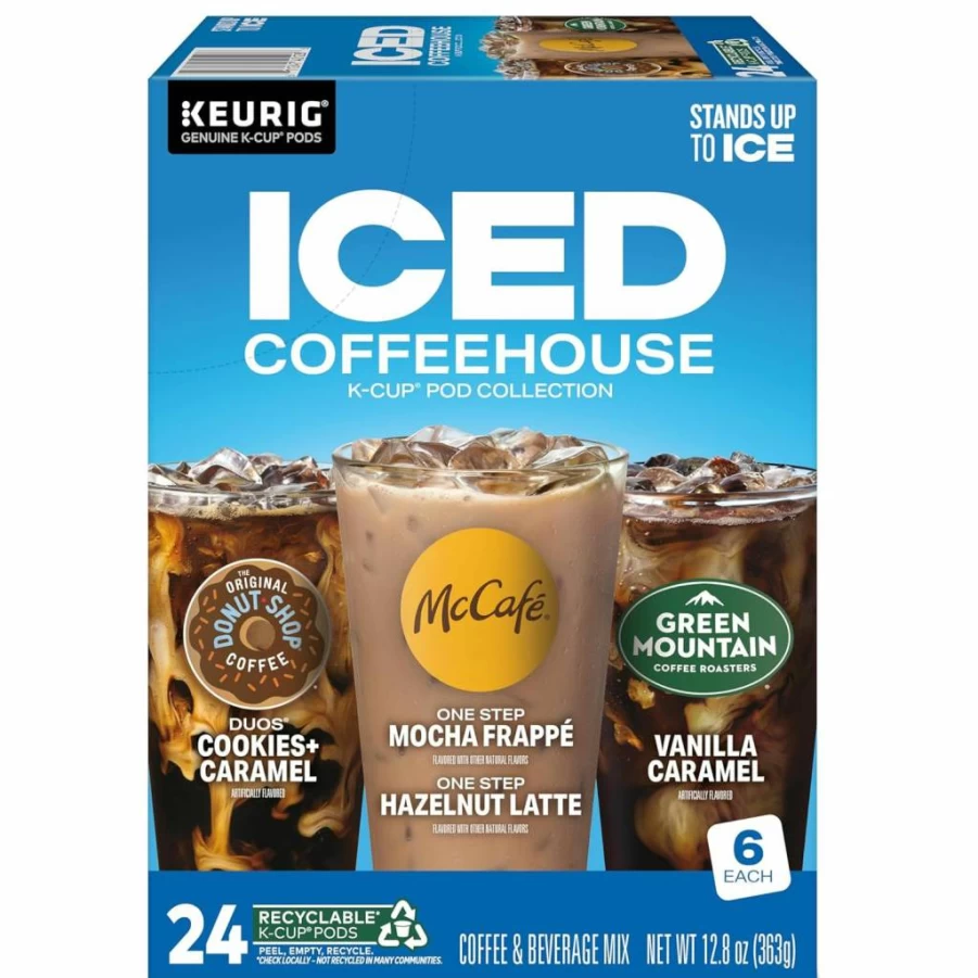 The Original Donut Shop Medium Roast K-Cup Pods - Cookies & Caramel Iced Coffee Duo (24 Count) - Keurig Brewer Compatible