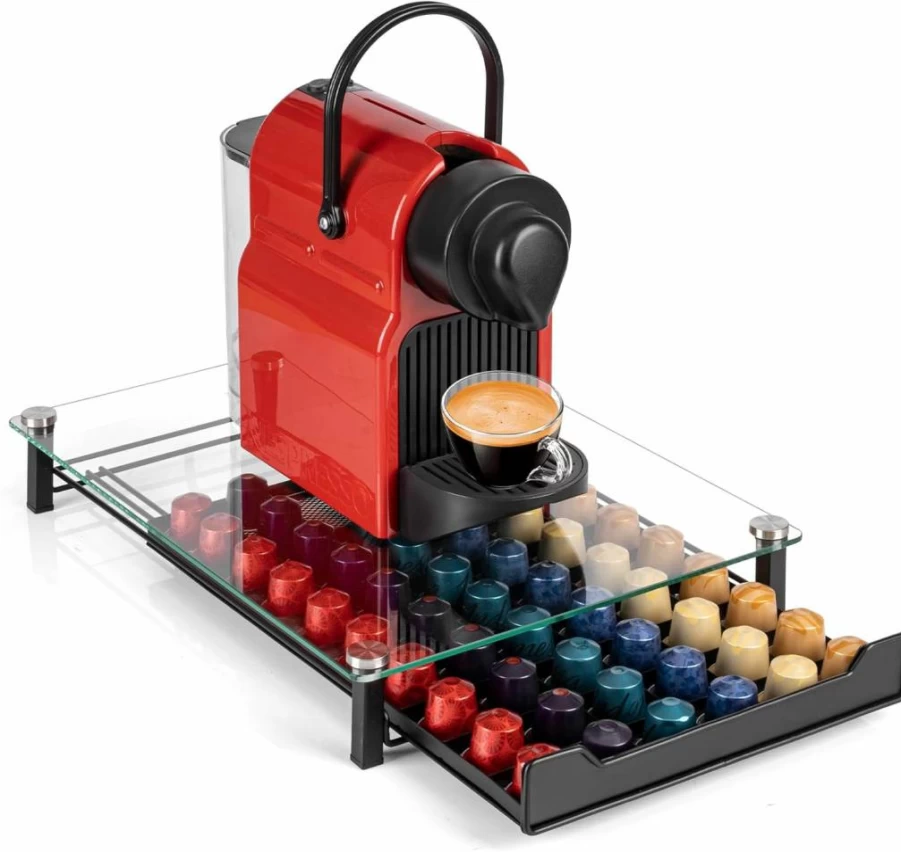 RECAPS Coffee Pod Organizer for Nespresso OriginalLine - 60-Capsule Storage Drawer, Compact Kitchen Countertop Accessory, Not for VertuoLine
