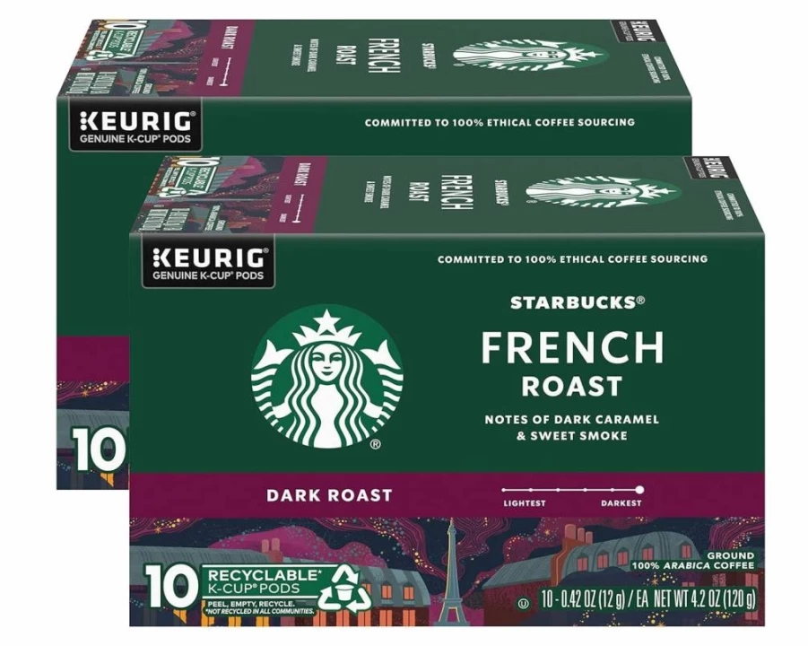 Starbucks French Roast Dark Roast Coffee Pods, 100% Arabica K-Cups, 32 Count Box