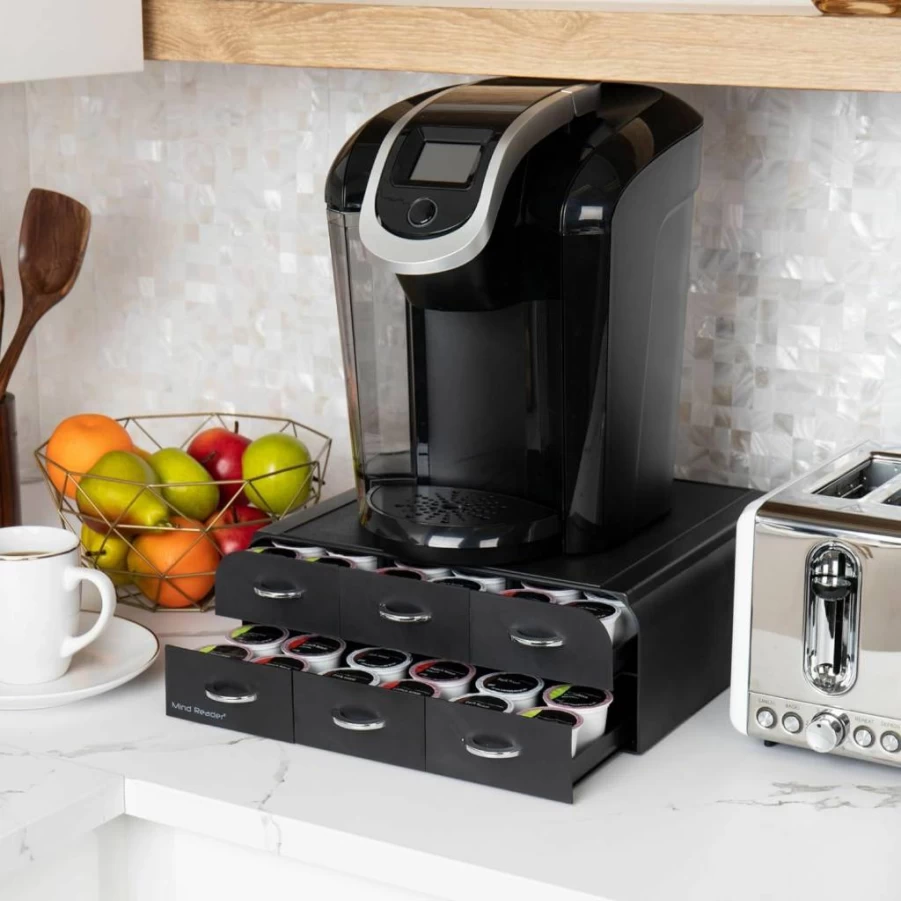 Mind Reader 3-Drawer Coffee Pod Organizer, 36-Capacity Countertop Storage, White, 12.25"L x 13.5"W x 2.5"H