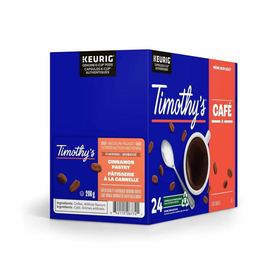 Timothy's World Coffee Cinnamon Pastry K-Cups for Keurig Brewers, 48 Count (2 Packs of 24)
