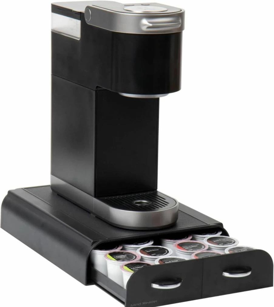 Mind Reader Single Serve Coffee Pod Organizer, 12-14 Pod Capacity, Countertop Storage Drawer in Black - Anchor Collection