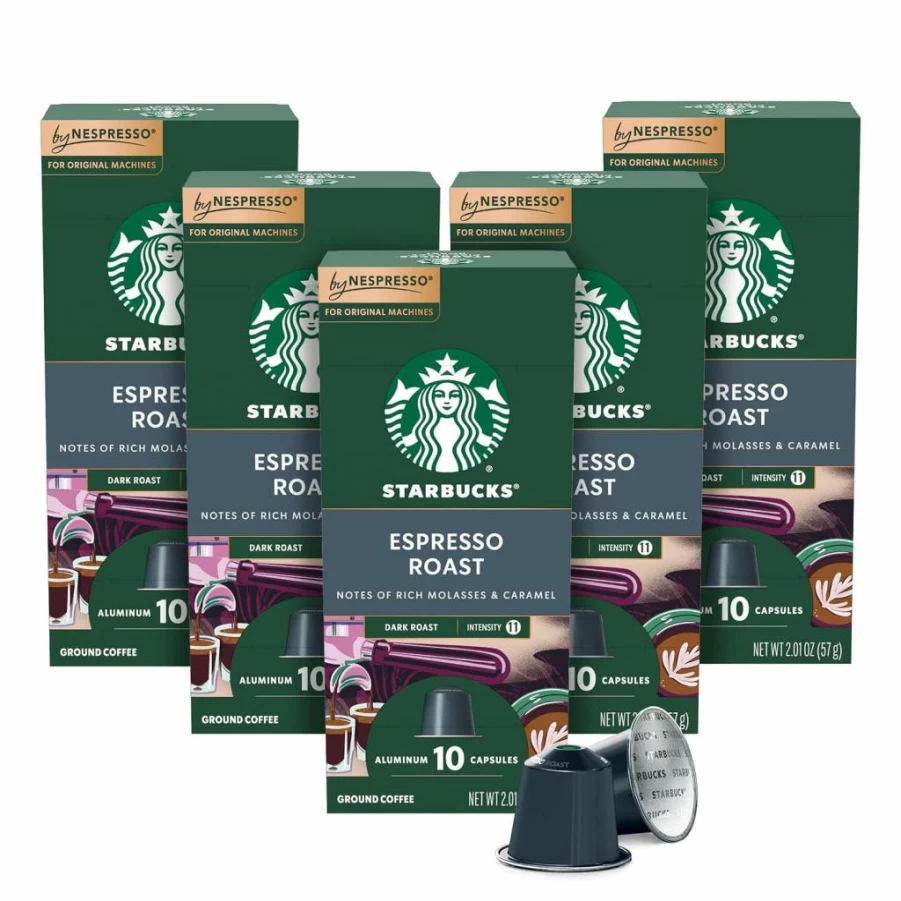 Starbucks Dark Roast Espresso Pods for Nespresso Original Line - 50 Count Capsules, Rich & Bold Coffee